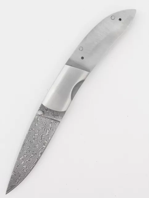 San Mai Folder Knife Making / Building Blank - Damascus Custom Folding Blade