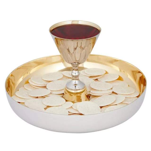 Nickel 24kt Gold Plate Polished Brass Intinction Set for Home or Church, 6.5 In