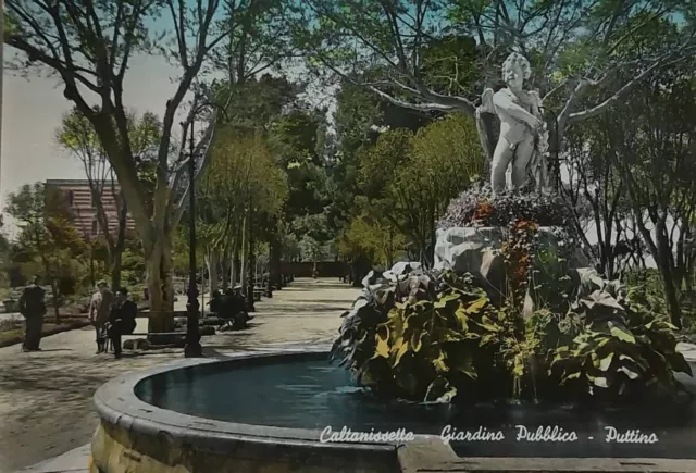 CALTANISSETTA - Giardini Pubblici - Puttino , vg 1955 f.g. Animata  e Bella