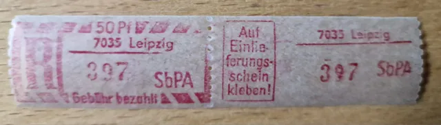 DDR SbPA R Zettel 7035 Leipzig Zähnung A Einschreibemarke postfrisch