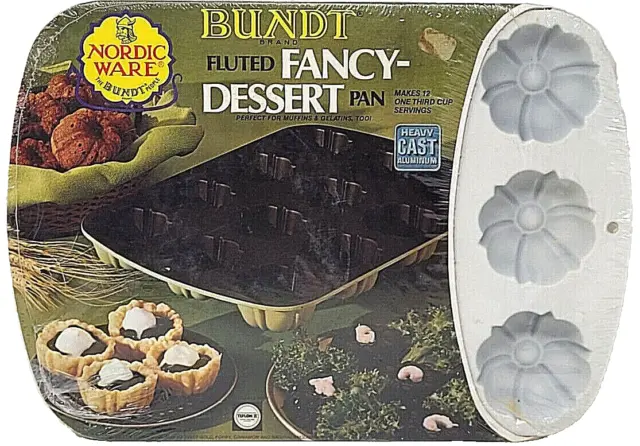 Nordic Ware Fluted Bundt Muffin Fancy Dessert Pan #50733 Yellow Harvest Gold NEW