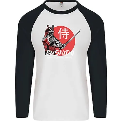 Bushido Samurai Warrior Sword Ronin MMA Mens L/S Baseball T-Shirt