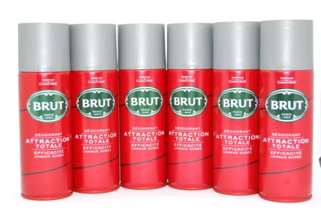 (16,66€/1L) Brut Attraction Totale 6 x 200 ml Deo Deodorant Bodyspray Deo Spray