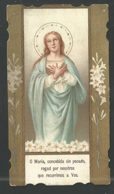 Estampa antigua de la Inmaculada andachtsbild santino holy card santini