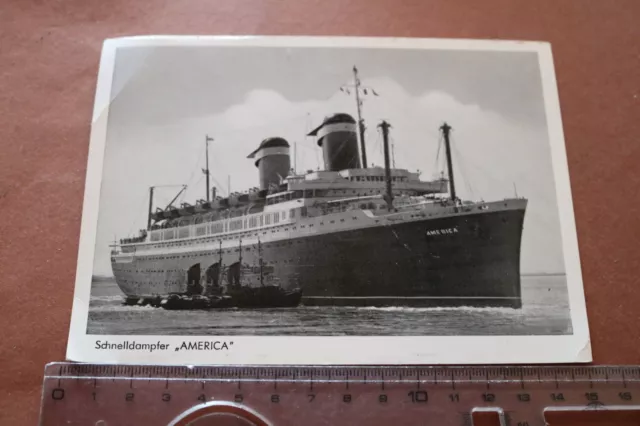 tolle alte Karte -  Schnelldampfer America 50-60er Jahre