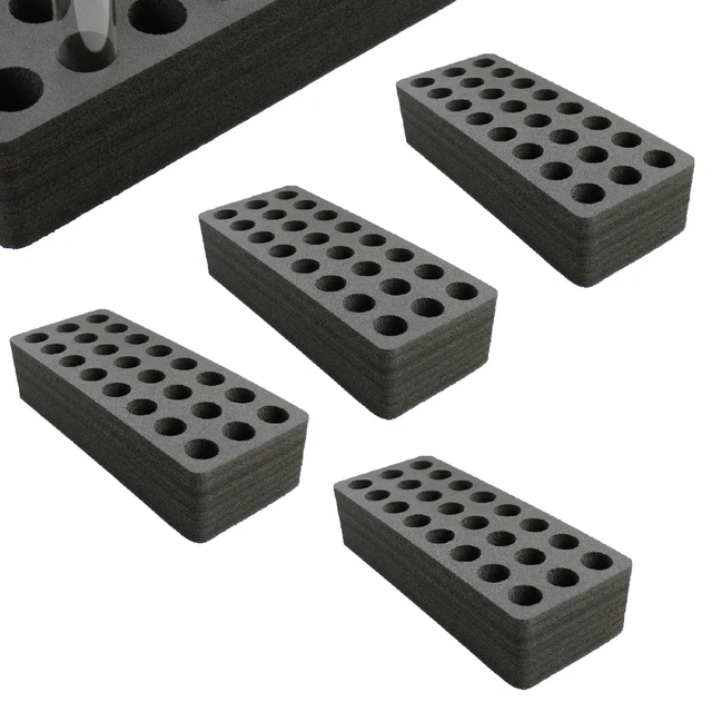 4 Test Tube Freezer Racks Black Foam Stand Transport Holds 24 Fits up to 30mm