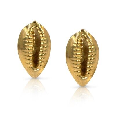 Small Cowrie Shell Stud Earrings In 18K Gold Filled