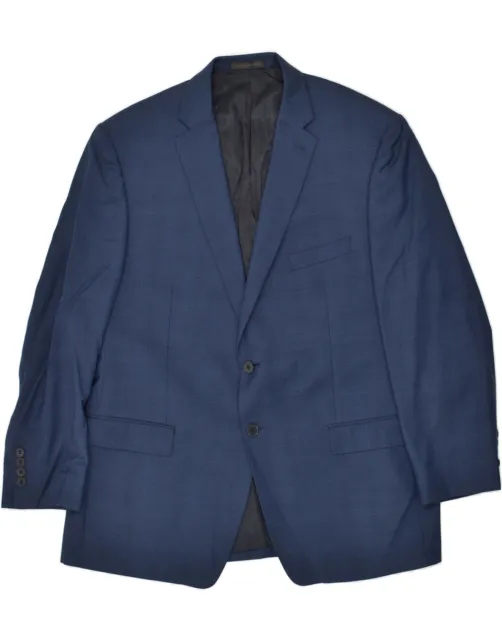 CALVIN KLEIN Mens 2 Button Blazer Jacket UK 46 3XL Navy Blue Wool AN65