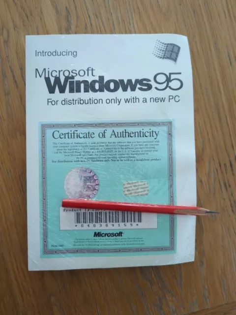 Microsoft Windows 95 complete OEM Sealed Certificate of Authenticity NEW With CD