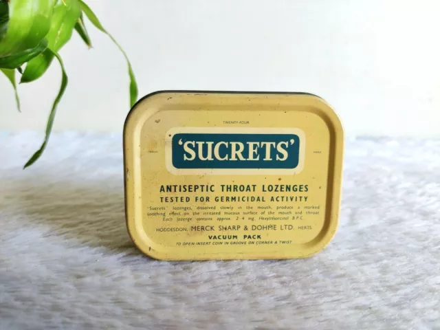 Vintage Merck Sharp & Dohme Ltd Sucrets Throat Lozenges Tin Box England TB525
