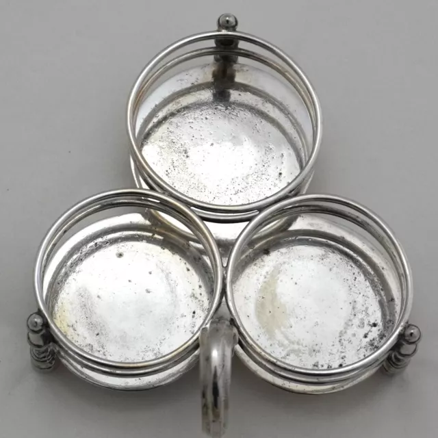 Elkington & Co Victorian cut glass and silver Service 3 piece condiment set 3