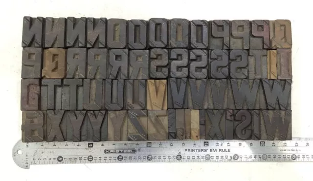 Vintage Letterpress wood/wooden printing type block typography 113pc 25mm#TP-254 3