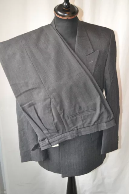 Abito doppio petto vintage grigio a righe lana taglia small W 30 L31 revival