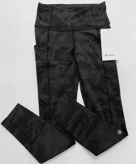 Lululemon Size 2 Fast Free HR Tight 25” Reflective Gray Camo H3DC Nulux Pant