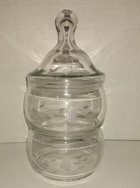 Princess House Heritage Cut Crystal Etched Apothecary 2 Part Stacking Jar Empoli