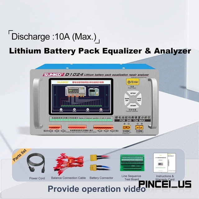 SUNKKO D1024 10A High Current LiBattery Pack Equalizer and Analyze