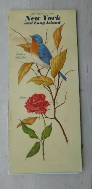 1966 metro New York City Long Island road map Chevronj oil gas Bluebird Rose