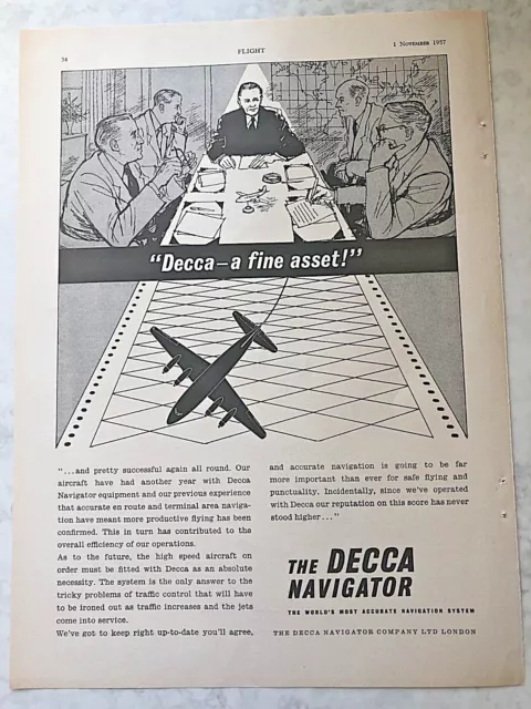 1957 Aircraft Advert DECCA NAVIGATOR WORLD'S MOST ACCURATE NAVIGATION SYSTEM