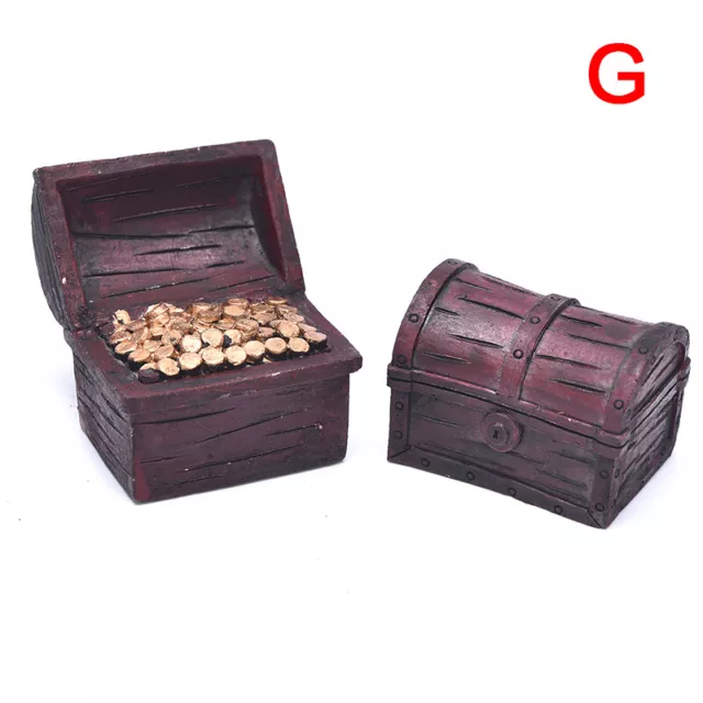 Pirate Treasure Chest Box Gold Coins Fish Tank Aquarium Resin Decorat&PN 3