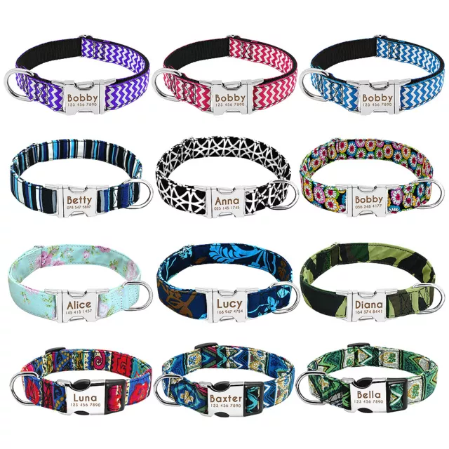 Small Large Personalized Dog Collar Customized Pet Name ID Bulldog Pitbull Boxer