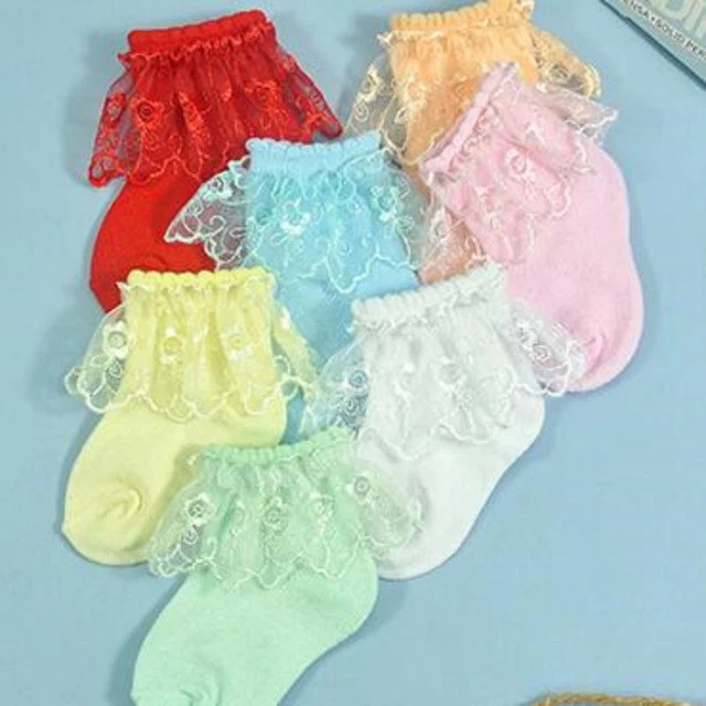 2 paia calzini alla caviglia in pizzo in pizzo traspiranti bambine bambini in cotone semplice carini e bassi