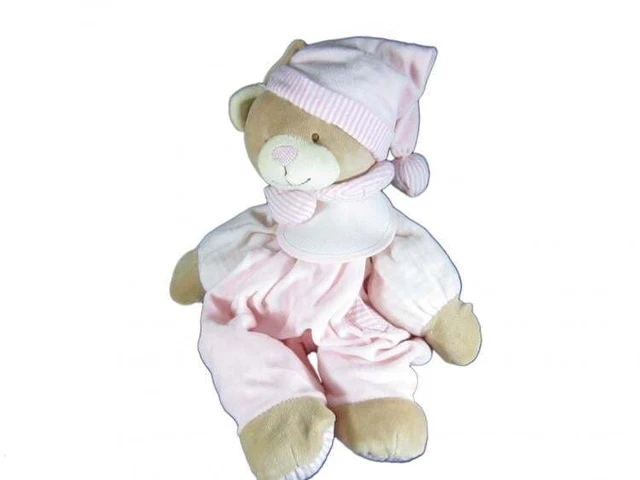 Porta Pigiama Orso Con Bavaglino Decorativo In Tela Aida