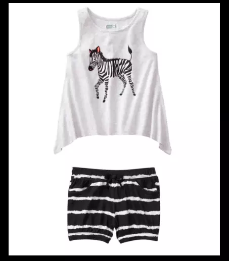 *NWT* Little Girls Outfit CRAZY8 size 3T Sparkly Zebra Tank Top n striped Shorts