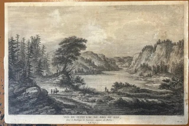 Yverdon-Les-Bains Switzerland 1780 Zurlauben Antique Copper Engraved View