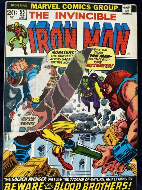 THE IRON MAN #55 (Feb.1973) Tear In Cover+ Marvel Milestone Signed Jim Starlin