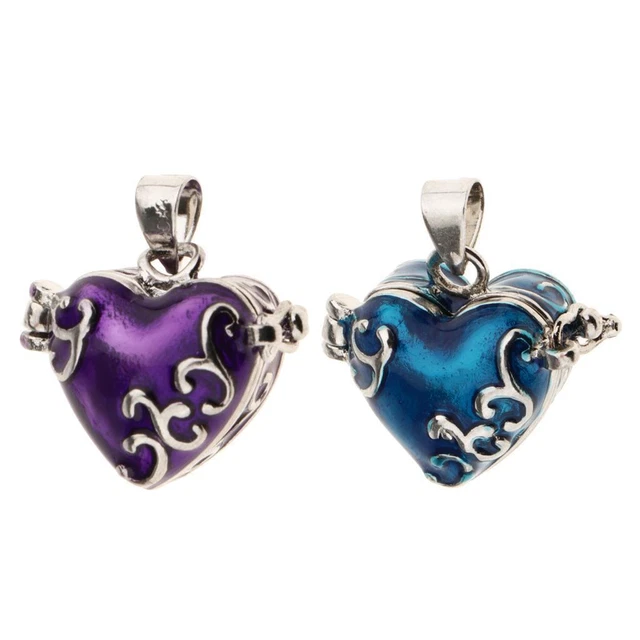 2 Stück lila / blau Emaille Herz Feuerbestattung Memorial Keepsake Charms