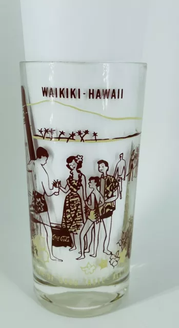 Vintage Coca Cola Waikiki Hawaii Glass Sign of Good Taste All Around the World