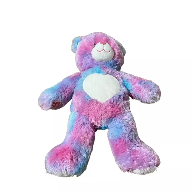 Build A Bear 40cm Pink Blue Heart Nose & Tummy Plush Teddy Bear