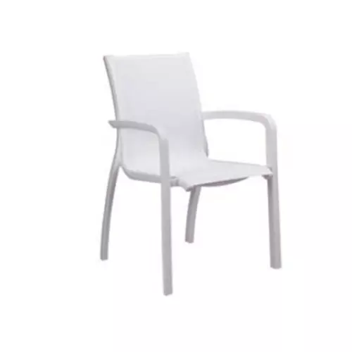 Grosfillex UT664096 Sunset White Fabric Outdoor Stacking Armchair - 4 Per Set