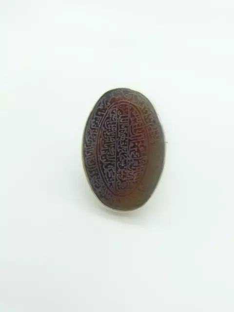 Bague cornaline islamique gravée à la main en argent sterling vintage taille 6 1/2 C1940