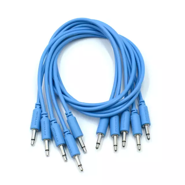 Eurorack Patch Cables, Modular Synth Lab, 5-Pack, 9-150cm, BLUE