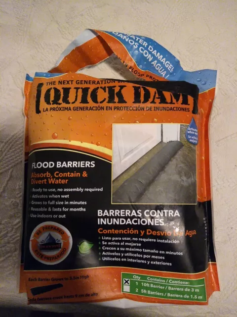 Quick Dam 3.5 in H x 10 ft Length Flood Barrier 1 pack Flood Protection USA Made
