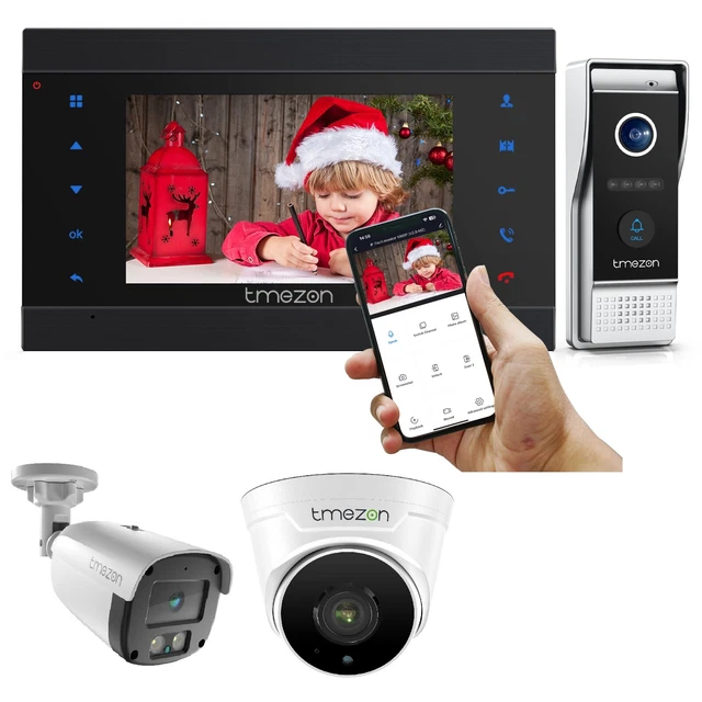 TMEZON 1080P WiFi Video Doorbell Camera Intercom System 7" Monitor with CCTV Cam