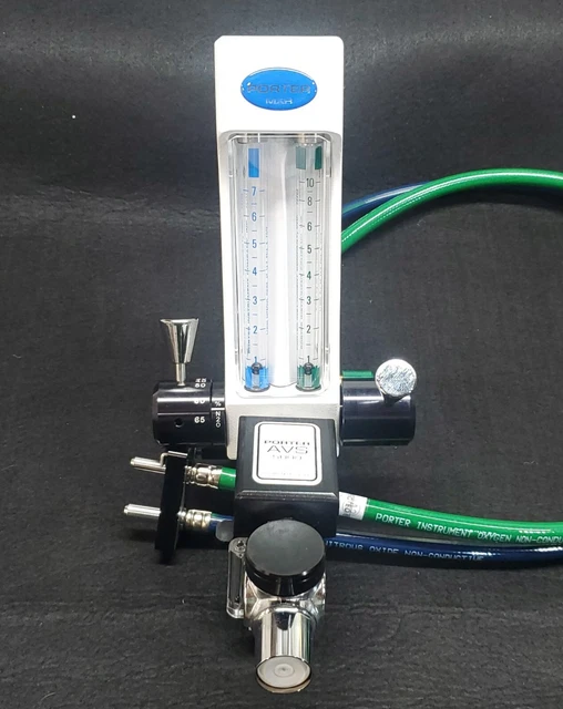 Porter MXR-3000 Dental Nitrous Flowmeter with AVS-5000 Vacuum Switch