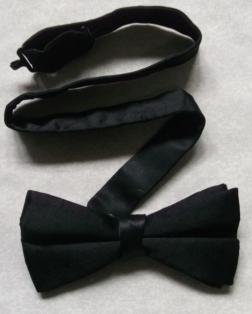 Bow Tie Bowtie Vintage Mens Dickie Adjustable Retro  SILKY BLACK