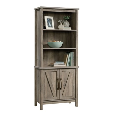 Better Homes  Gardens Modern Farmhouse Library Bookcase with Doors, Rustic Gray 9
