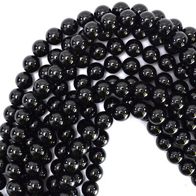 AA Natural Black Tourmaline Round Beads 15.5" Strand 4mm 6mm 8mm 10mm 12mm
