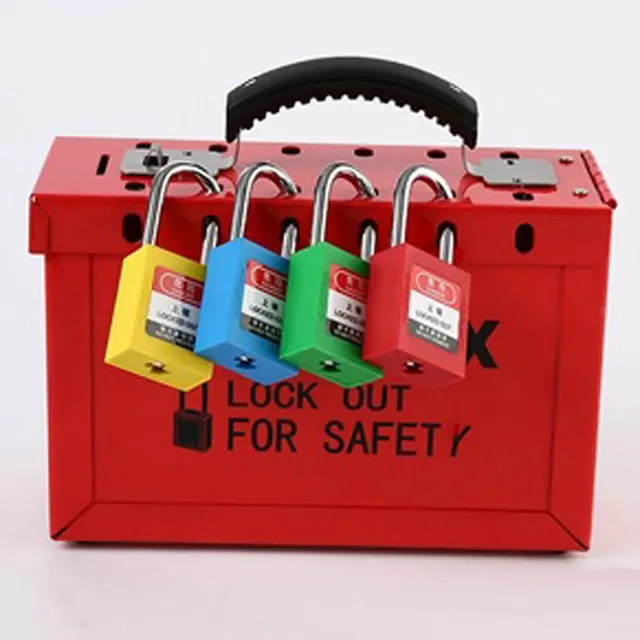 Box LOTO di sicurezza per dispositivi di blocco tagout lock, fino a 12 lucchetti