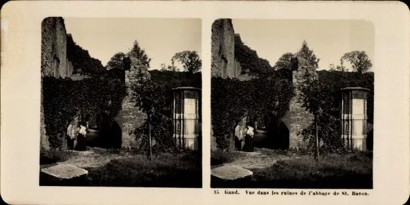 Stereo Foto Gent Ostflandern, Ruinen der Abtei von St. Bavon - 10894120