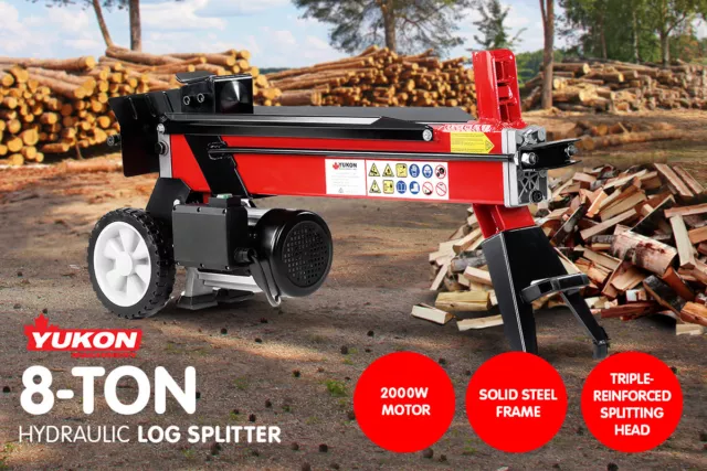 Yukon 240v 8 TON ELECTRIC HYDRAULIC LOG SPLITTER TIMBER FIRE WOOD BLOCK CUTTER 2