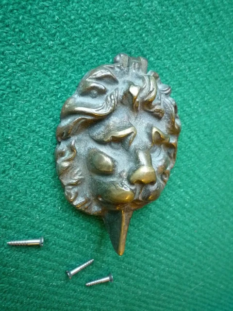 Vintage Cast Brass Lions Head Mask Key Cover / Door Knocker