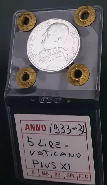 Moneta Citta' Del Vaticano 5 Lire Pio Xi  Anno 1933 - 1934