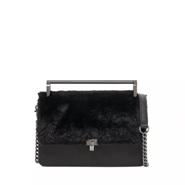 NWT Botkier Women's Leather Lennox Small Cross Body Bag Black Fur MSRP: $228