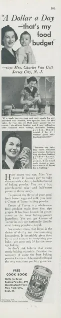 1938 Royal Baking Powder Dollar Day Budget Baby Van Cott NJ Vtg Print Ad LHJ2