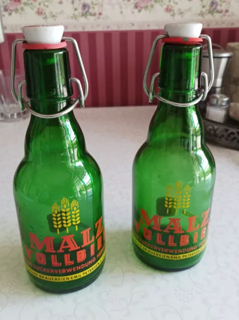 Flensburger Brauerei, 1 alte  Bügel Flasche Malzbier mit eingebranntem Etikett