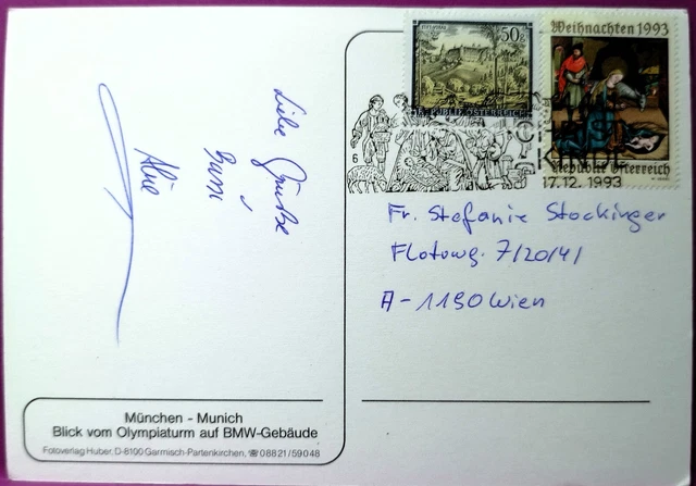 CHRISTKINDL  1993  Christkindlstempel auf Postkarte  echt gelaufen